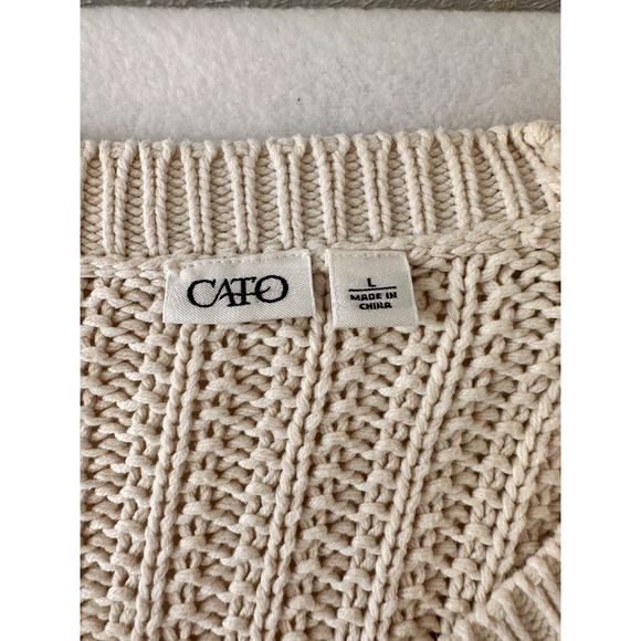 Cato Cream Knit Midi Sweater Dress Size L - Picture 4 of 9
